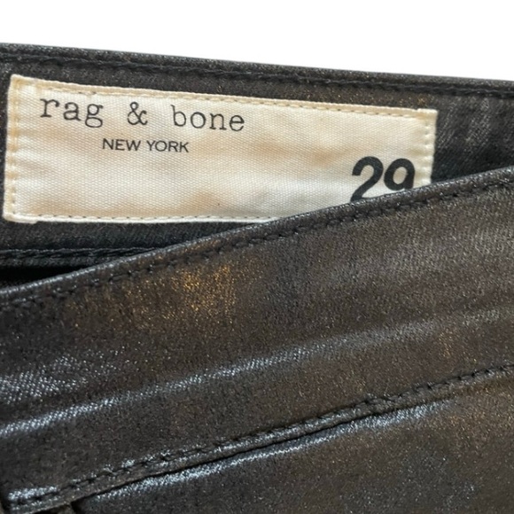 rag & bone Casey High Rise Ankle Flare Coated Black Jeans Size 29 Holidays Date - Picture 6 of 12
